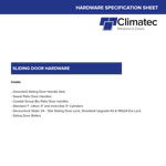 Spec Sheet for Sliding Door Hardware