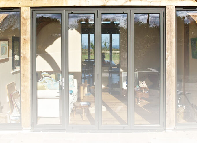 Grey aluminium bifold door