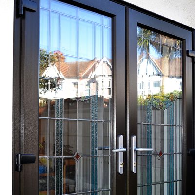Schwarzbraun French Doors with Coloured Glass Design