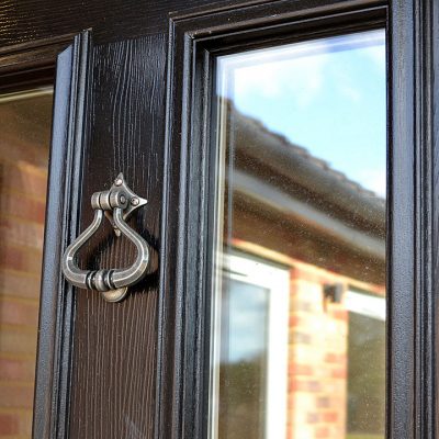 Forged Teardrop Door Knocker on Black Solidor