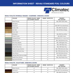 Standard REHAU Foil Colours from Climatec