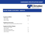 Spec sheet for Inline Frame Couplings